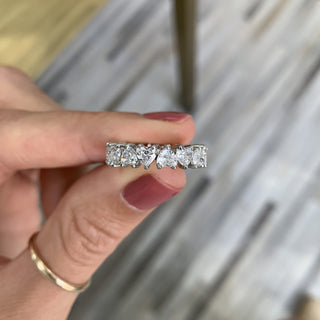 Alliance de mariage en forme de cœur avec diamants et moissanite de 3,66 ct