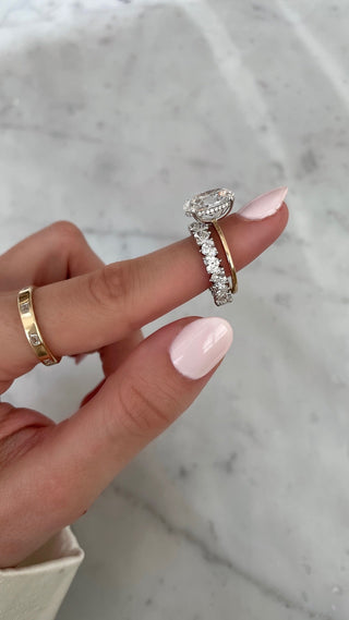 Alianza de boda de eternidad completa con moissanita y diamantes en forma de corazón de 3,66 ct