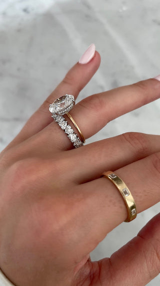 Alianza de boda de eternidad completa con moissanita y diamantes en forma de corazón de 3,66 ct