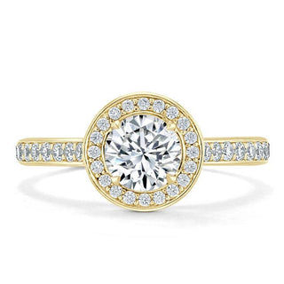 0.75 CT Round Shaped Moissanite Chennel Halo Engagement Ring