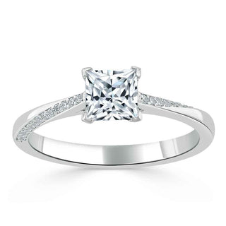 Bague de fiançailles en moissanite solitaire taille princesse de 0,75 ct