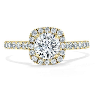 Bague de fiançailles halo en moissanite de forme ronde de 0,75 ct