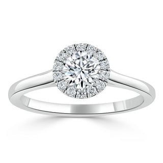 0.75 CT Round Cut Halo Moissanite Engagement Ring