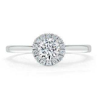 0.75 CT Round Cut Halo Moissanite Engagement Ring