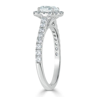 0.75 CT Round Shaped Moissanite Halo Engagement Ring