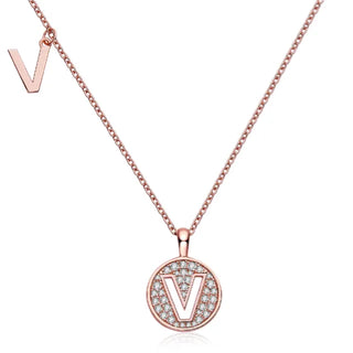 Collier avec diamants et moissanite en forme de lettre « V » pour femme