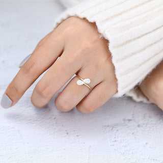 Bague de fiançailles à deux pierres en moissanite en forme de poire de 0,39 ct