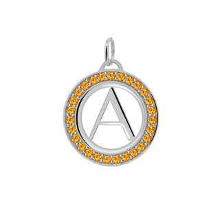 Collier avec diamant citrine rond de 0,20 ct et pierre de naissance de novembre