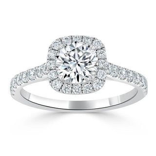 0.75 CT Round Shaped Moissanite Halo Engagement Ring