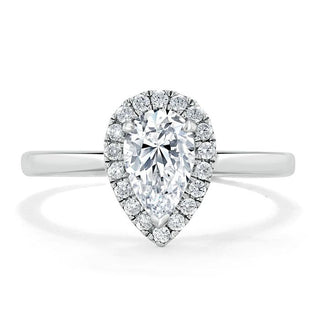 Bague de fiançailles halo en moissanite en forme de poire de 1,0 ct