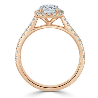 Bague de fiançailles en moissanite à taille ronde et pavée de halo de 0,75 ct