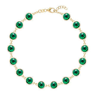 13.44CT Bezel Set Round Emerald Diamond May Birthstone Bracelet