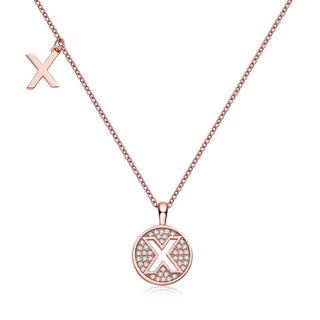 Collier avec diamants et moissanite en forme de lettre « X » pour elle