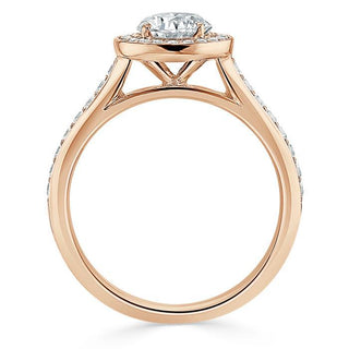 Bague de fiançailles Halo Chennel en Moissanite de forme ronde de 0,75 ct