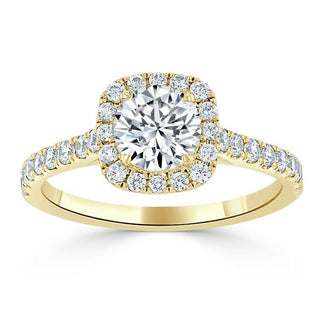 0.75 CT Round Shaped Moissanite Halo Engagement Ring