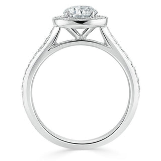 0.75 CT Round Shaped Moissanite Chennel Halo Engagement Ring