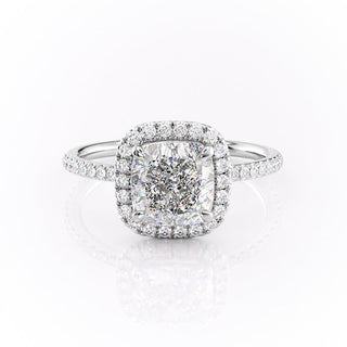 Bague de fiançailles en moissanite taille coussin de 2,54 ct de style halo