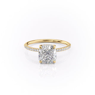 Bague de fiançailles en moissanite solitaire et pavée taille coussin de 2,15 ct