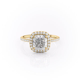 Bague de fiançailles en moissanite taille coussin de 2,54 ct de style halo