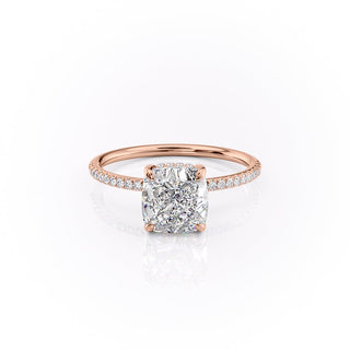 Bague de fiançailles en moissanite solitaire et pavée taille coussin de 2,15 ct