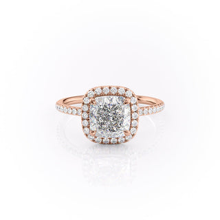 Bague de fiançailles en moissanite taille coussin de 2,54 ct de style halo