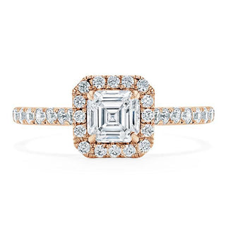 Bague de fiançailles en moissanite pavée halo taille Asscher de 1,0 ct