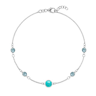 Bracelet avec topaze ronde de 0,25 ct et pierre de naissance de décembre pour elle