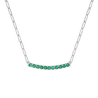 0.45CT Round Emerald Diamond May Birthstone Necklace