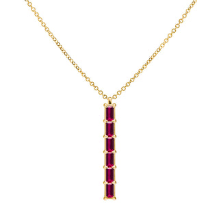 0.80CT Baguette Ruby Diamond July Birthstone Necklace