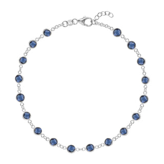 4.50CT Bezel Round Sapphire Diamond September Birthstone Bracelet