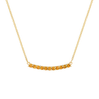 1.32CT Round Citrine Diamond November Birthstone Bar Necklace