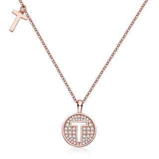 Collar de diamantes de moissanita con letra "T" para mujer