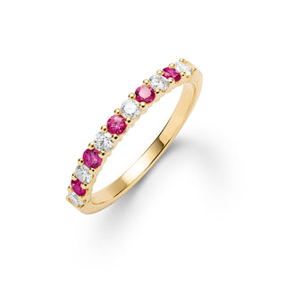 0.40CT Round Ruby Diamond July Birthstone Band