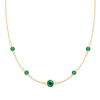 1.85CT Round Emerald Diamond May Birthstone Necklace for Her