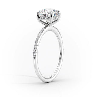 Bague de fiançailles avec halo caché en diamant CVD ovale de 1,50 à 3,50 ct avec sertissage pavé