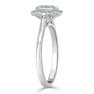 Bague de fiançailles en moissanite halo taille émeraude de 0,75 ct