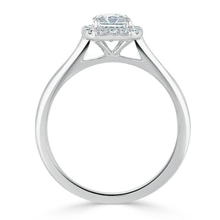 Bague de fiançailles halo en moissanite de forme radiante de 1,0 ct