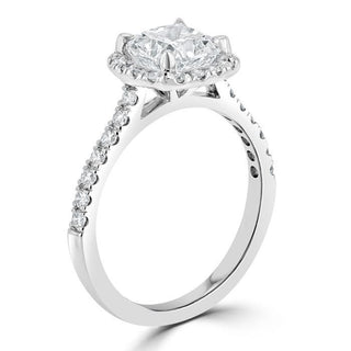 1.50 CT Cushion Cut Halo Pave Setting Moissanite Engagement Ring