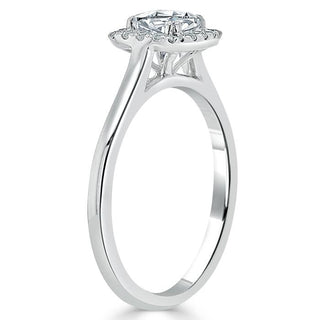 0.75 CT Cushion Cut Halo Moissanite Engagement Ring