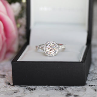 2.45CT Round Brilliant Cut Moissanite Halo Pave Diamond Engagement Ring