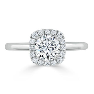 0.75 Carats Round Shape Halo Moissanite Diamond Engagement Ring