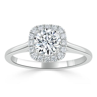 0.75 Carats Round Shape Halo Moissanite Diamond Engagement Ring