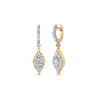 Boucles d'oreilles pendantes pavées de diamants en moissanite ronde et marquise de 1,20 TCW