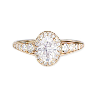 0.84ct Oval F- VS1 Diamond Halo & Pave Engagement Ring