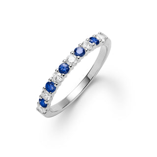 0.45CT Round Sapphire Diamond September Birthstone Band