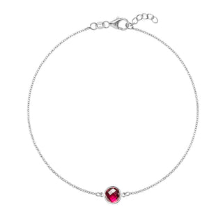 0.84CT Bezel Set Round Ruby Diamond July Birthstone Bracelet