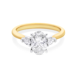 1.46-3.50 CT Oval CVD Diamond Three Stone Engagement Ring