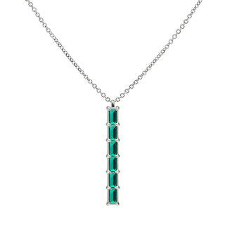 2.0CT Baguette Emerald Diamond May Birthstone Necklace