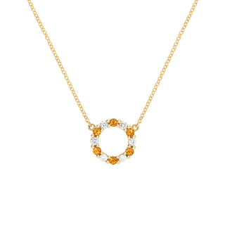 1.0CT Round Citrine Diamond November Birthstone Circle Necklace