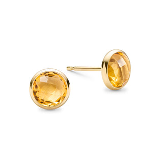 Clous d'oreilles avec pierre de naissance de novembre en citrine ronde et diamant de 0,90 ct